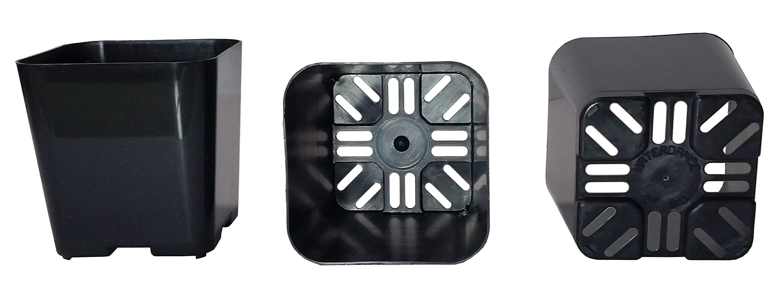 200-Pack, Water Dance Square Plastic Pots For Plants, 2-Inch. Color: Black
