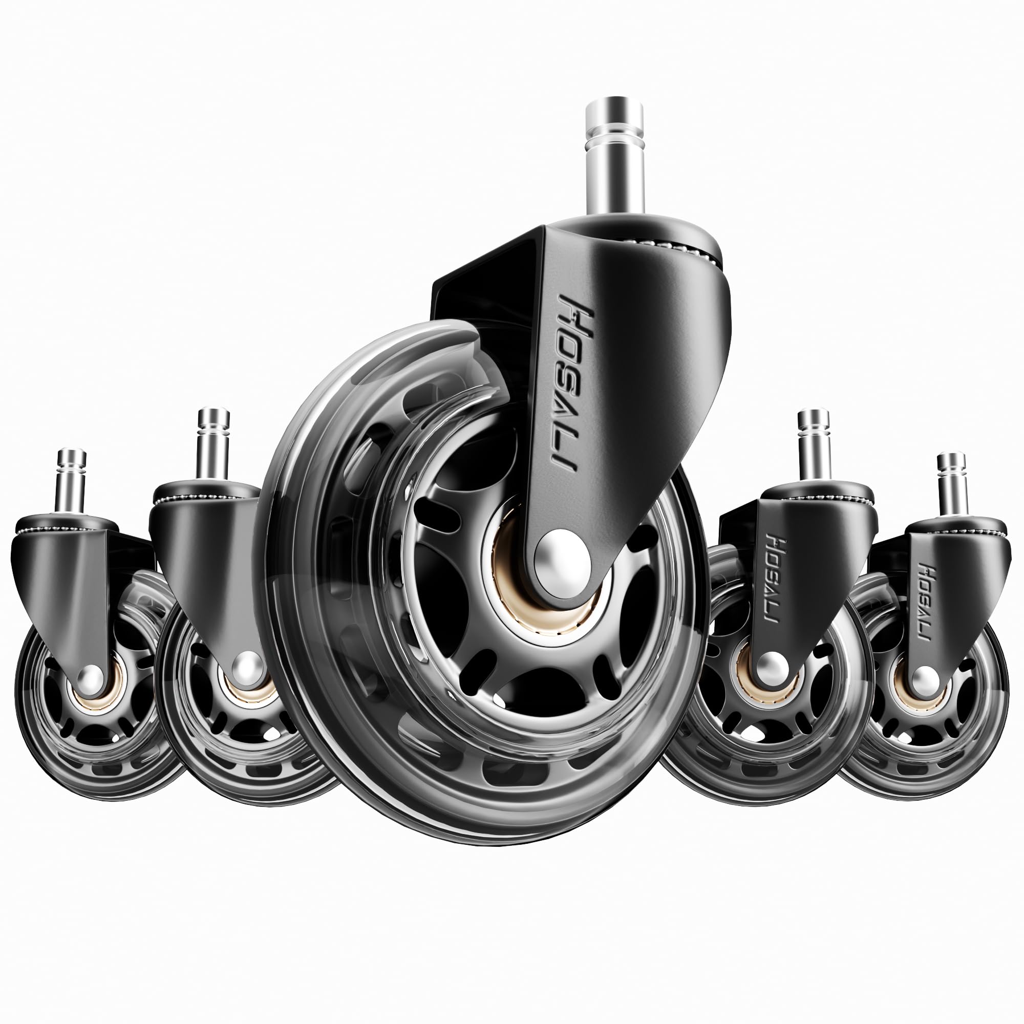 Office Rubber Chair Casters Replacement, 3 Inch Heavy-Duty Computer Gaming Desk Caster Wheels Smooth & Safe Rolling for All Floo