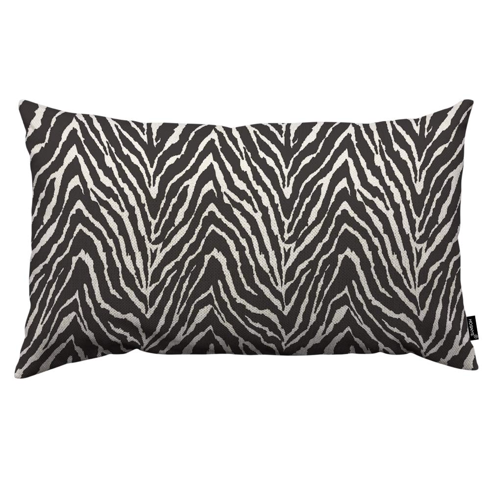 Hosnye Zebra Throw Pillow Cover Black And White Zebra Seamless Pattern Print Linen Fabric For Couch Bed Sofa Car Waist Cushion C