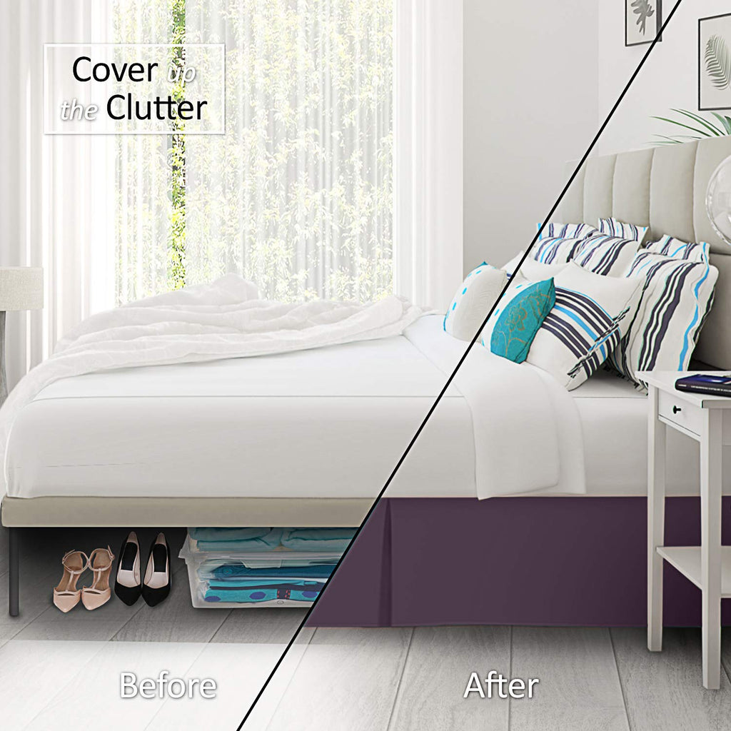 Nestl Dark Purple Twin Bed Skirt - Twin Size Bed Skirt 14 Inch Drop - Brushed Microfiber Bed Skirts - Hotel Quality Pleated Bed Skirt - Shrinkage & Fade Resistant