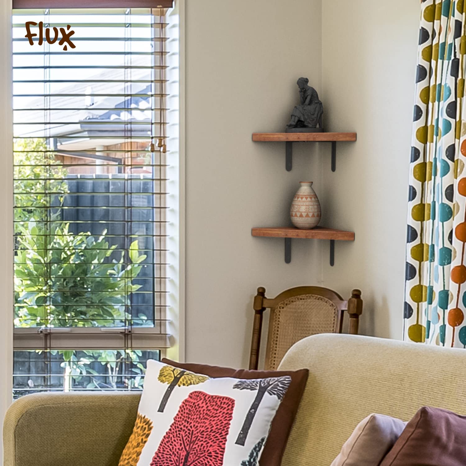Flux Wooden Corner Floating Shelves, Display Rack Corner Rack Wall Mounted Corner Shelves Mdf Engineered Wood Board Display Deco