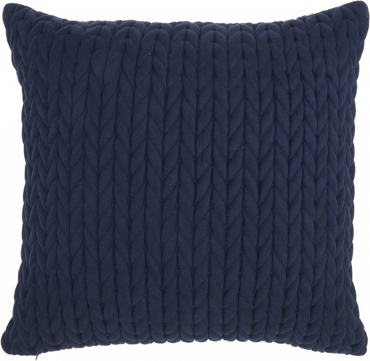 HomeRoots 100% Polyester Navy Blue Chunky Braid Throw Pillow