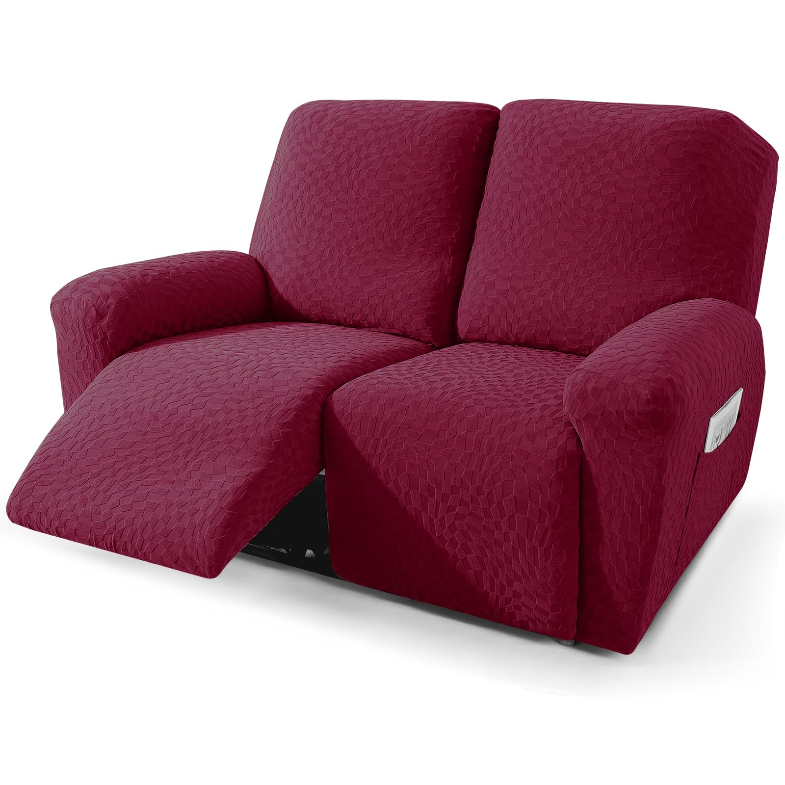 ZNSAYOTX Loveseat Recliner Covers Newest 4-Piece, Fashion Recliner Love Seat Slipcovers with Pockets Both Side, 2024 Soft Jacqua