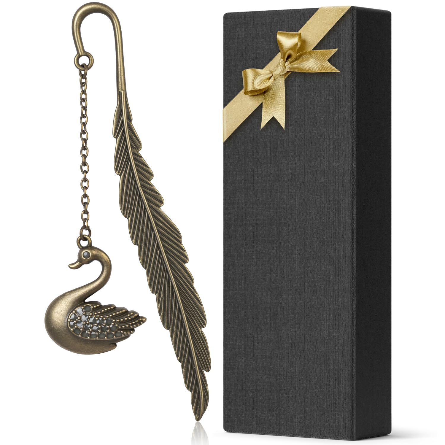 Cacukap Metal Swan Bookmark Glow In The Dark, Fantasy Bookmark Gifts For Women Men, Cool Bookmarks For Book Reading Lovers (Bron