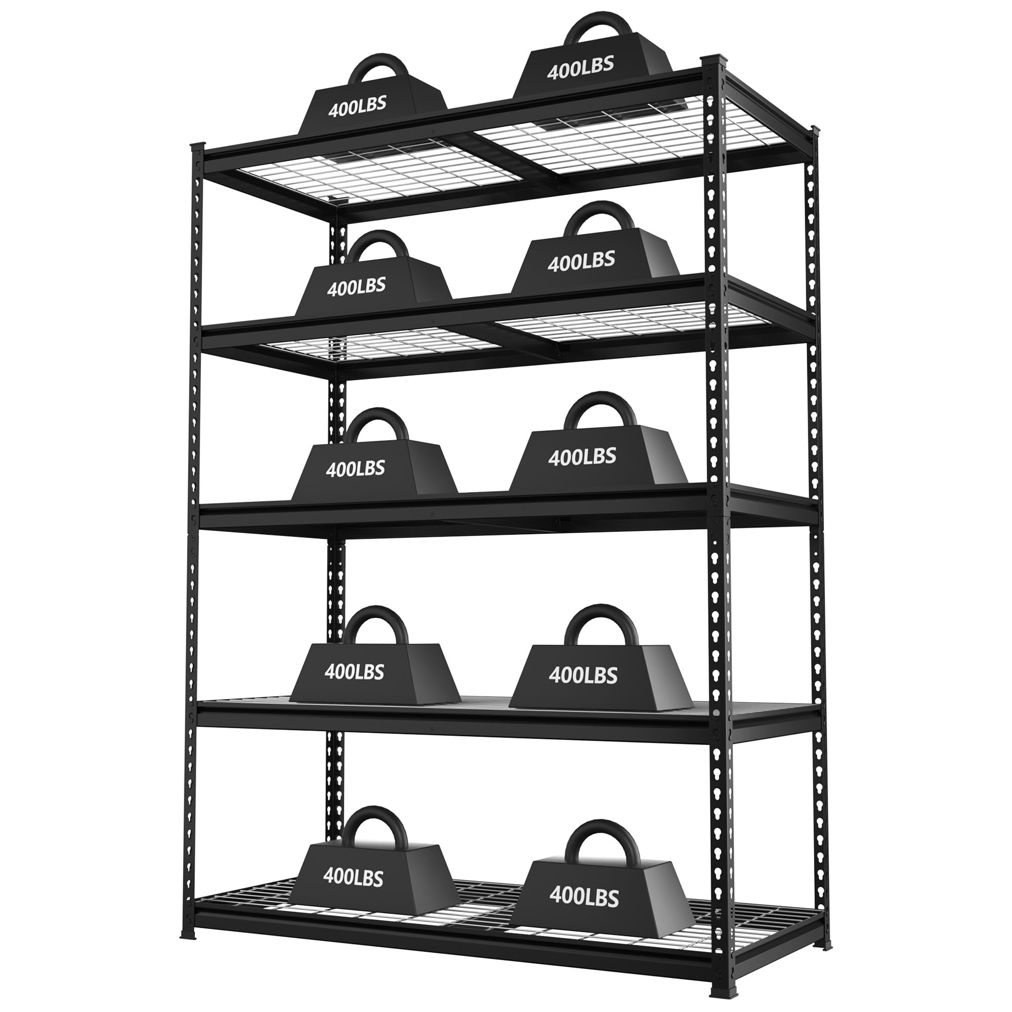 Workpro 4000 Lbs 5-Tier Metal Shelving Unit, 72”H X 48”W X 24”D, Heavy Duty Adjustable Storage Rack, For Garage, Basement, Warehouse, Workshop