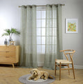 Miuco Semi Sheer Curtains Poly Linen Textured Solid Grommet Curtains 95 Inches Long For Bedroom 2 Panels (2 X 37 Wide X 95' Lon