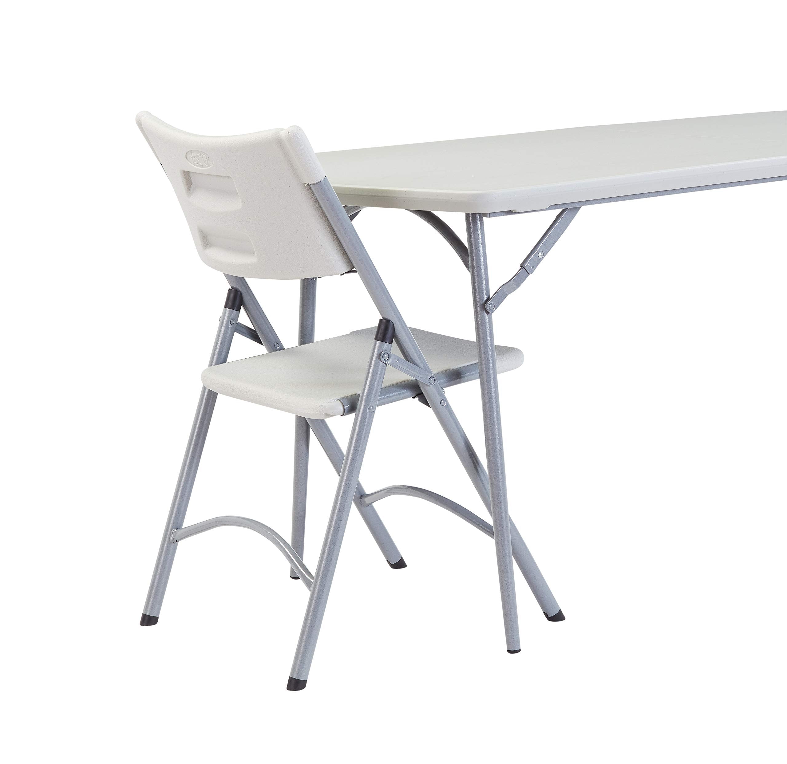 National Public Seating 30&quot; X 72&quot; Plastic Folding Table - Fold In Half, Heavy-Duty, Portable, Indoor/Outdoor Table For Office, Camping, Events & Parties – Scratch & Heat Resistant, Speckled Gray