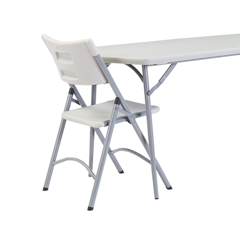 National Public Seating 30" X 72" Plastic Folding Table - Fold In Half, Heavy-Duty, Portable, Indoor/Outdoor Table For Office, Camping, Events & Parties – Scratch & Heat Resistant, Speckled Gray