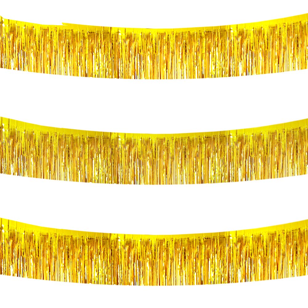 BEISHIDA 3 Packs 30 Feet Metallic Foil Fringe Garland Tinsel Streamers