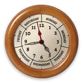 DayClocks Time & Week-Day Wall Clock with Solid Wood Frame - Weekly Analog Clock with Days, Hours & Minutes - Quiet Wall Mounted