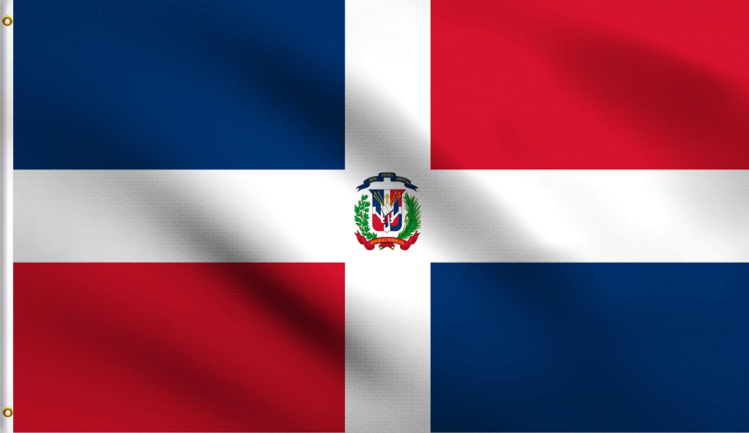 Dmse Dominican Republic Bandera De Republica Dominicana Flag 3X5 Ft Foot 100% Polyester 100D Flag Uv Resistant (3'X5' Ft Foot)