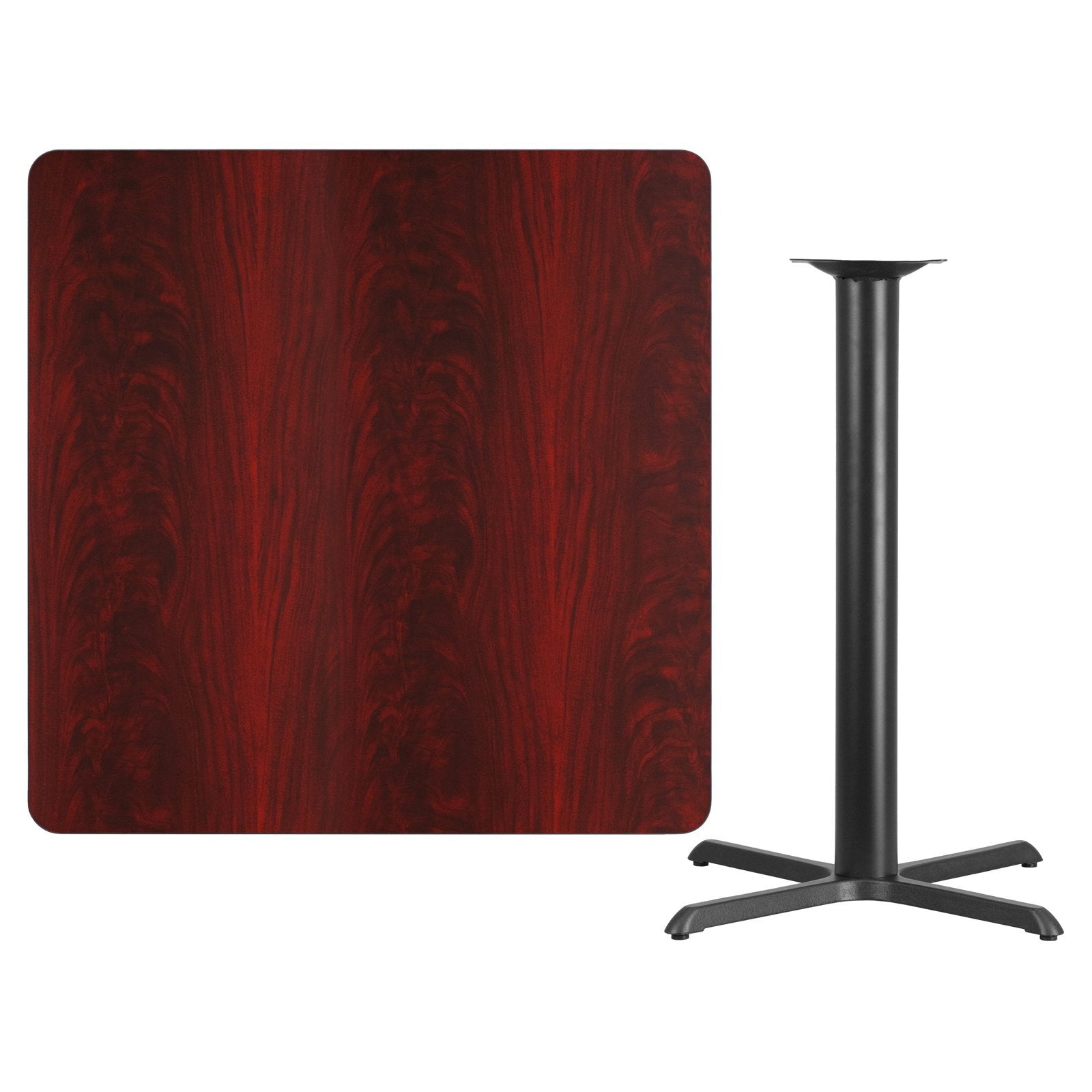 Flash Furniture 42'' Square Natural Laminate Table Top with 33'' x 33'' Bar Height Table Base