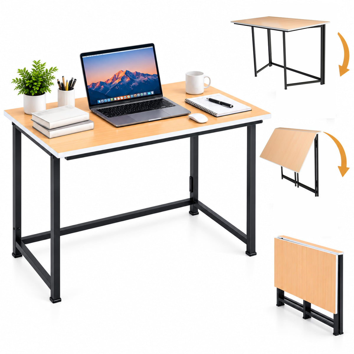 Goshu Foldable Study And Work Desk With Metal Frame, Mdf – Selectfurniture