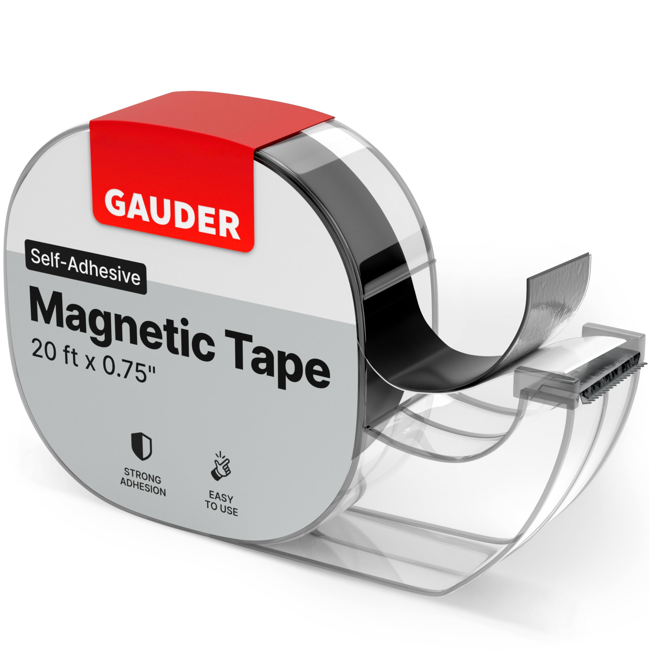 Gauder Magnetic Tape Dispenser | Thin Magnetic Strips With Adhesive Backing (20' Long X 3/4' Wide) | Magnet Roll