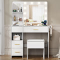 Furnivado Vanity Desk with Mirror and Lights, 3 Adjustable Lighting Makeup Vanity Desk with 3 Storage Shelves, 5 Large Drawers a