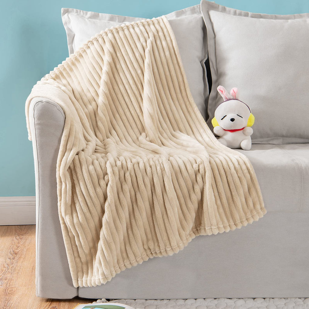 Miulee Fleece Baby Blanket With Stripe Pattern For Infant, Newborn Fuzzy Flannel Throw Blanket Plush Warm Cozy Boho Decor For Cr