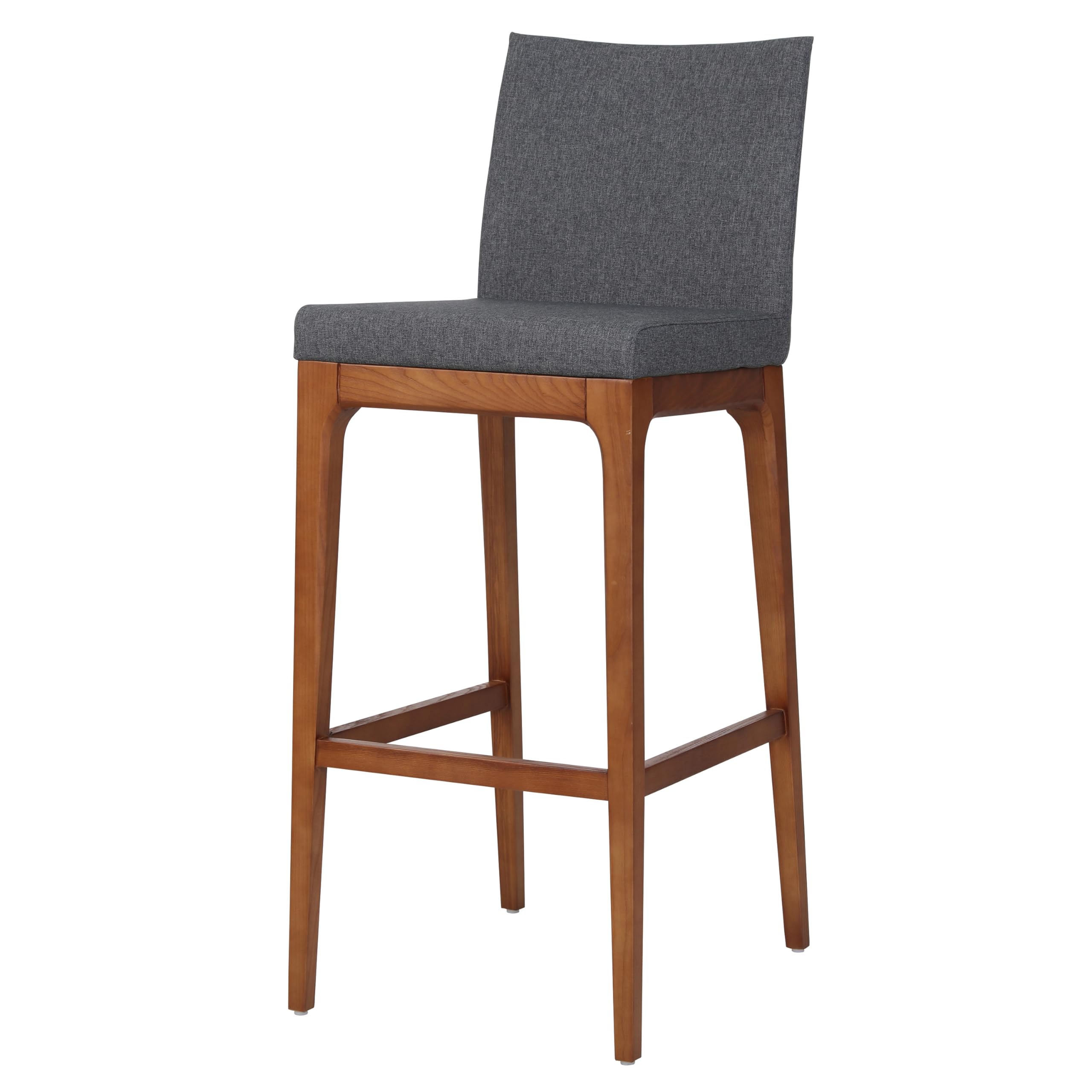 New Pacific Direct Devon Pu Leather Counter Stool,Walnut Brown Legs,Antique Gray,Set Of 2