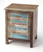 HomeRoots Multi-Color Mango Wood Solids Rustic Shutter Painted Accent Cabinet