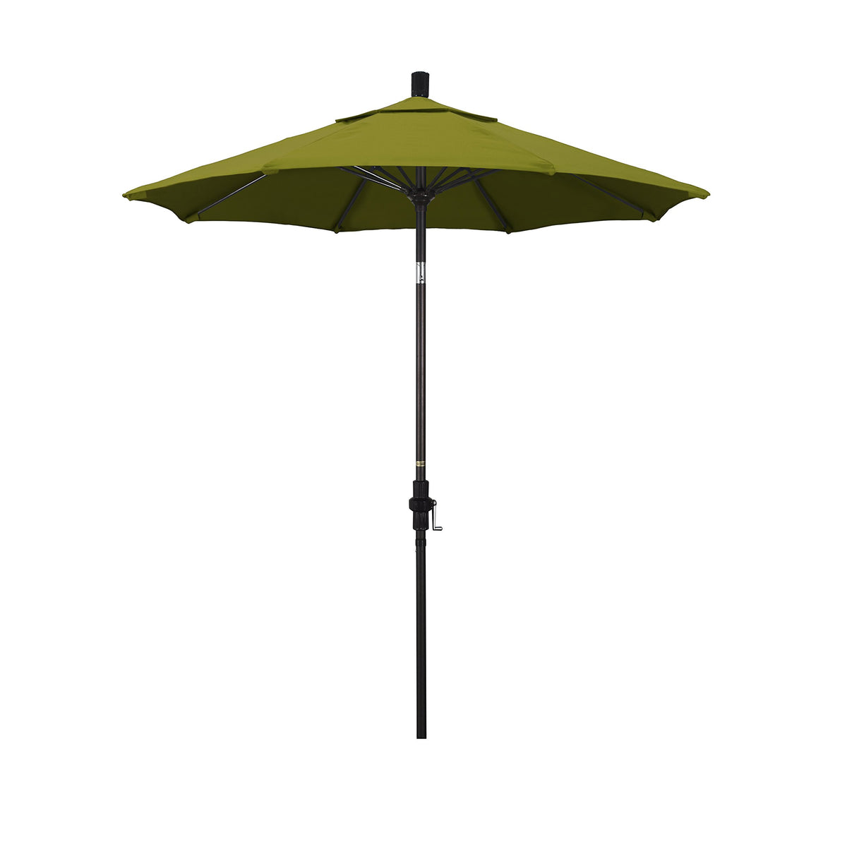 California Umbrella 7.5' Round Aluminum Pole Fiberglass Rib Market Umbrella, Crank Lift, Collar Tilt, Bronze Pole, Ginko