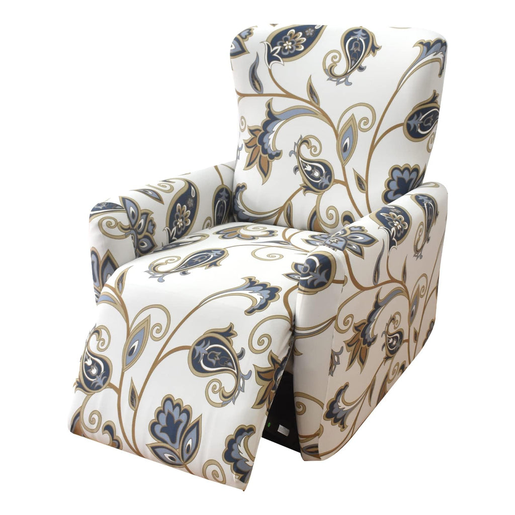 CRFATOP Stretch Recliner Cover 4-Pieces 1 Seat Recliner Chair Slipcovers Printed Fallon Collection Slipcover Recliner Lazy Boy F