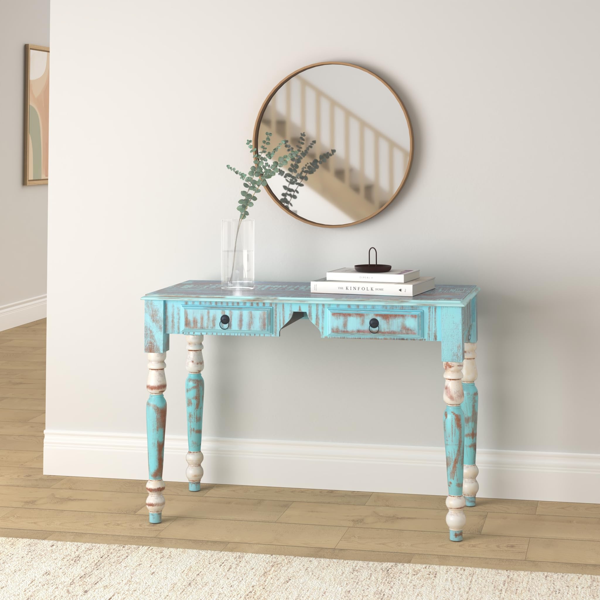 vidaXL Solid Reclaimed Wood Desk | Vintage-Style Multicolor Worktable | Office Desk with Ample Storage | Fully Handmade | Ideal for Home or Office Use