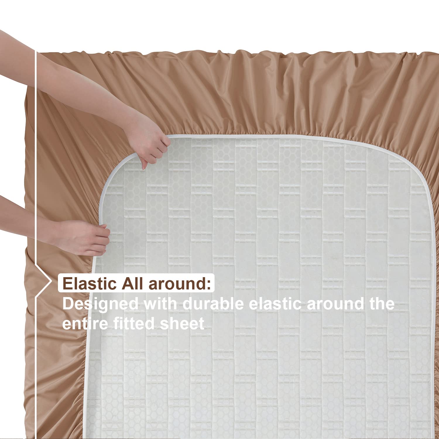 Nestl Kids Deep Pocket Twin Sheets - 3 Piece Twin Size Bed Sheets With Fitted Sheet, Flat Sheet, Pillow Case - Extra Soft Bedsheet Set With Deep Pockets For Twin Size - Taupe