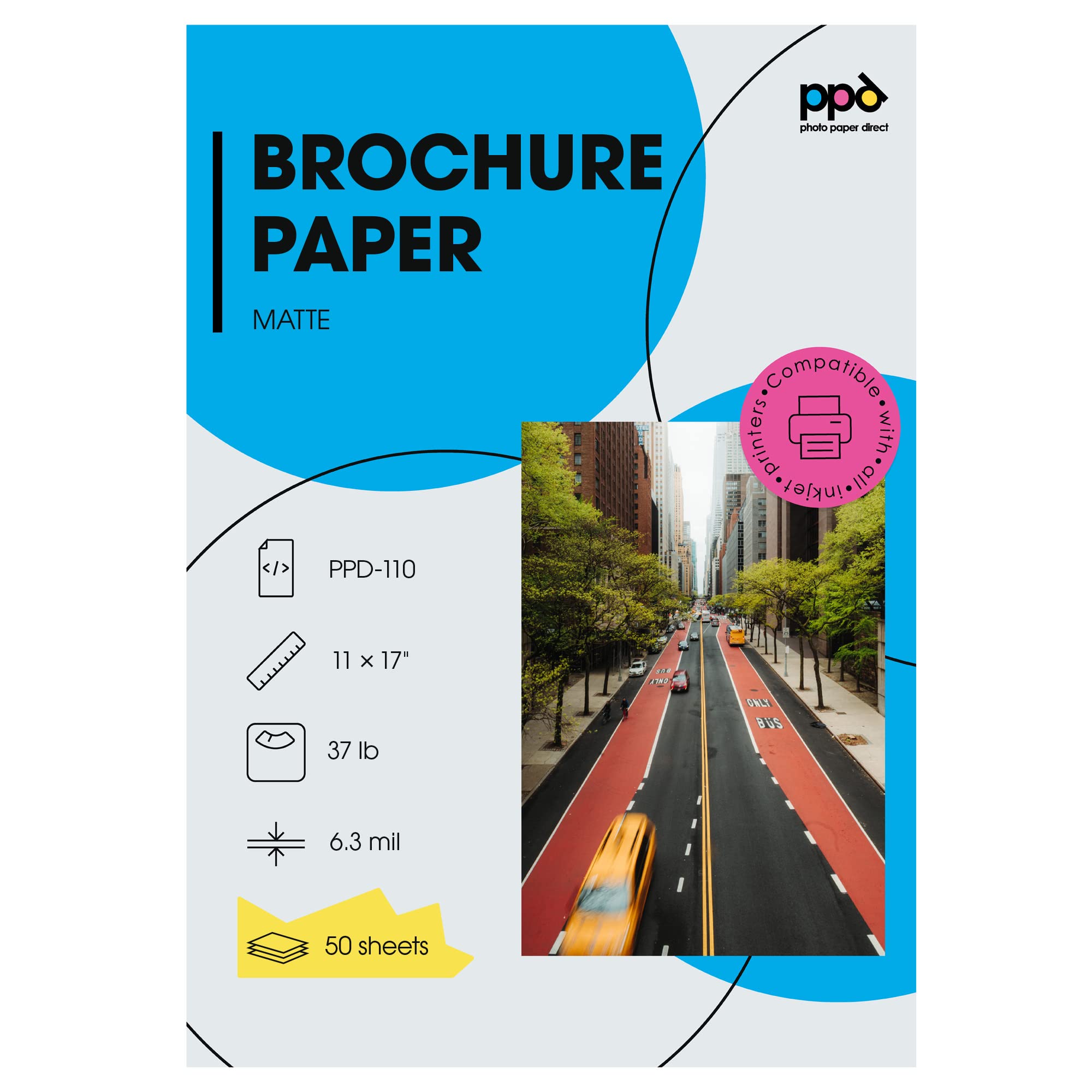 Ppd Inkjet Matte Double Sided Ultra Smooth Photo Quality Brochure Flyer Paper 11X17' 35Lbs. 130Gsm 6.3Mil X 50 Sheets (Ppd110-5