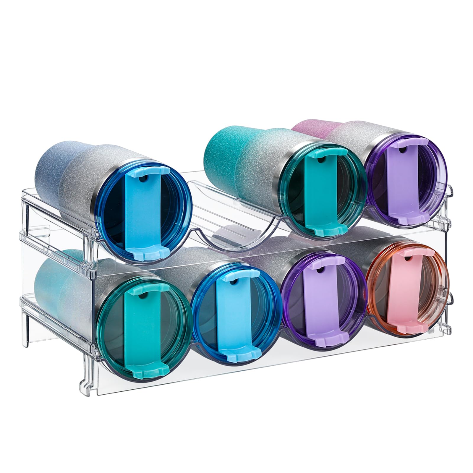 Iroonn Water Bottle Organizer For Cabinet, Stackable Water Bottle Storage Rack, 2 Tier Water Bottle Holder For Kitchen Pantry, T