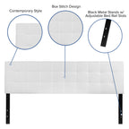 Flash Furniture Bedford Tufted Upholstered King Size Headboard In White Fabric