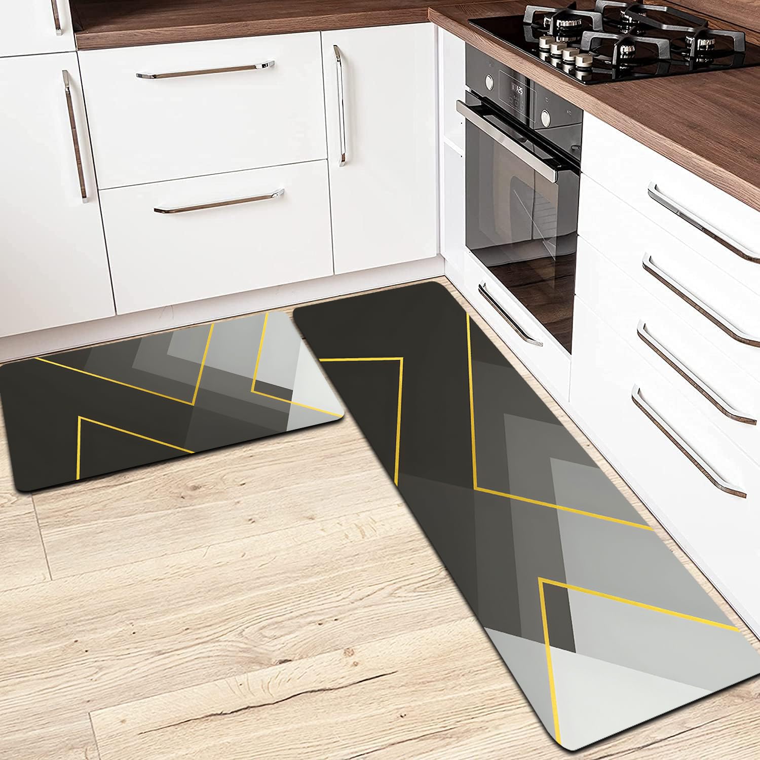Skvm 2Pcs Kitchen Mat Combo Water Absorbent For Bathroom Floor Door Anti Slip Foot Skid Shower Combo (Design 5)