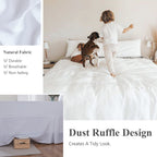 Simple&Opulence Belgian Linen Bed Skirt With Classic 14 Inch Tailored Drop Dust Ruffle, Easy Fit Breathable Premium Natural Flax