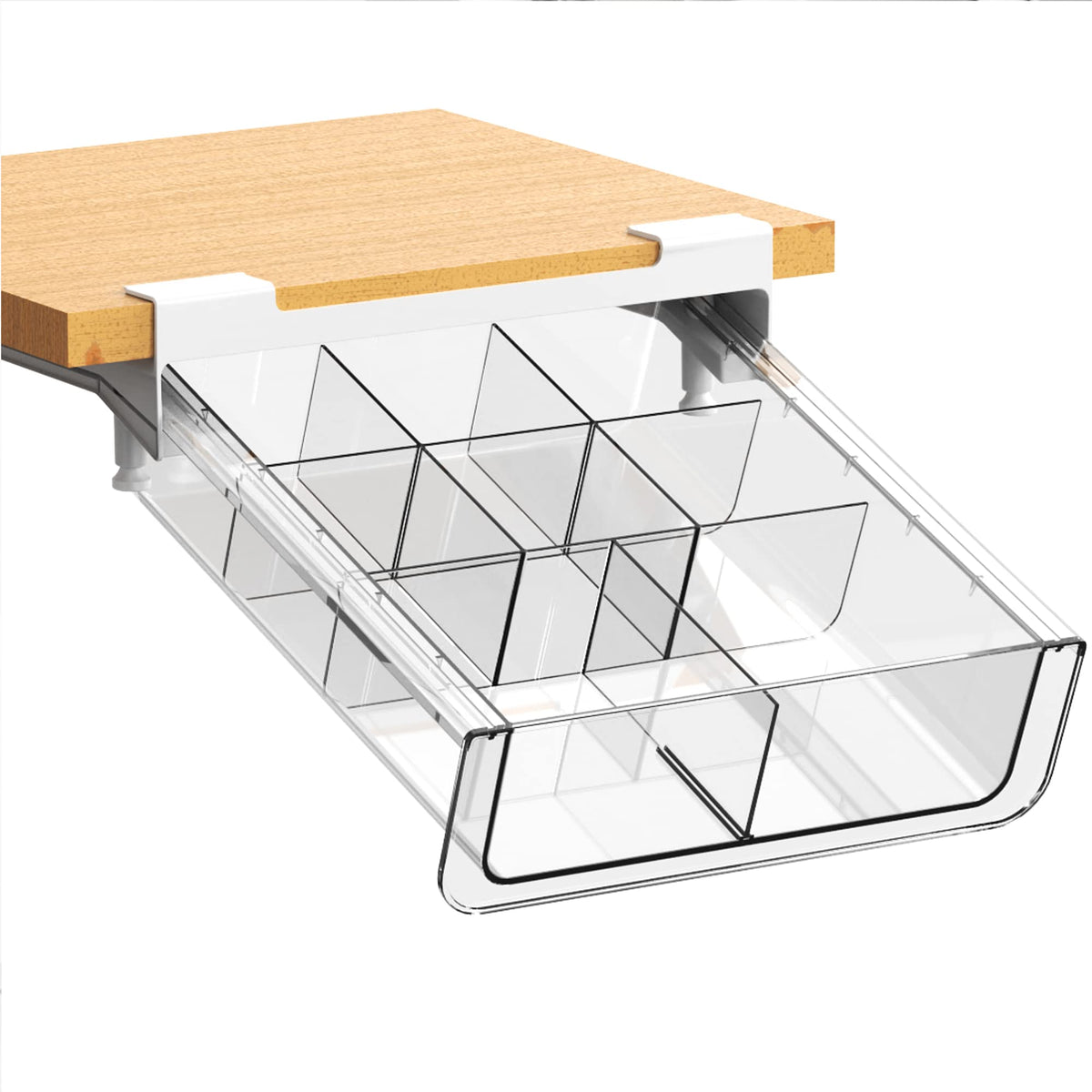 Vacane Kitchen Organizer,Under Shelf Pull Out Drawer With Divider,Pantry Drawer Under Cabinet Shelf Coffee Hanging Storage