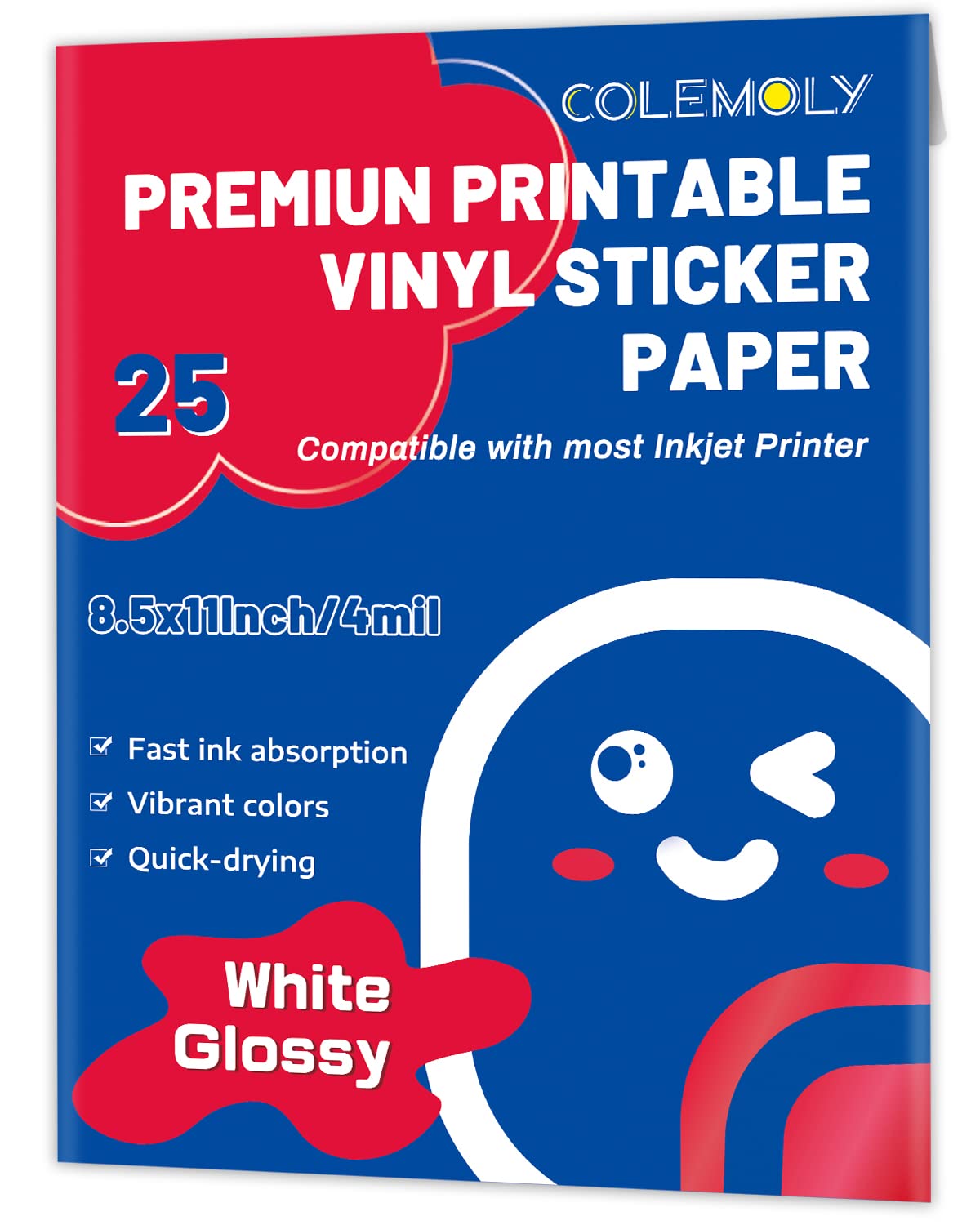Glossy Sticker Paper Printable Vinyl For Inkjet Printer Adhesive White Decals Waterproof Quick Drying Tear Resistance Labels Let