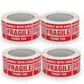 4 Rolls/2000 Labels,Handle With Care Fragile Thank You, Red Warning Shipping Label Stickers (2' X 3')
