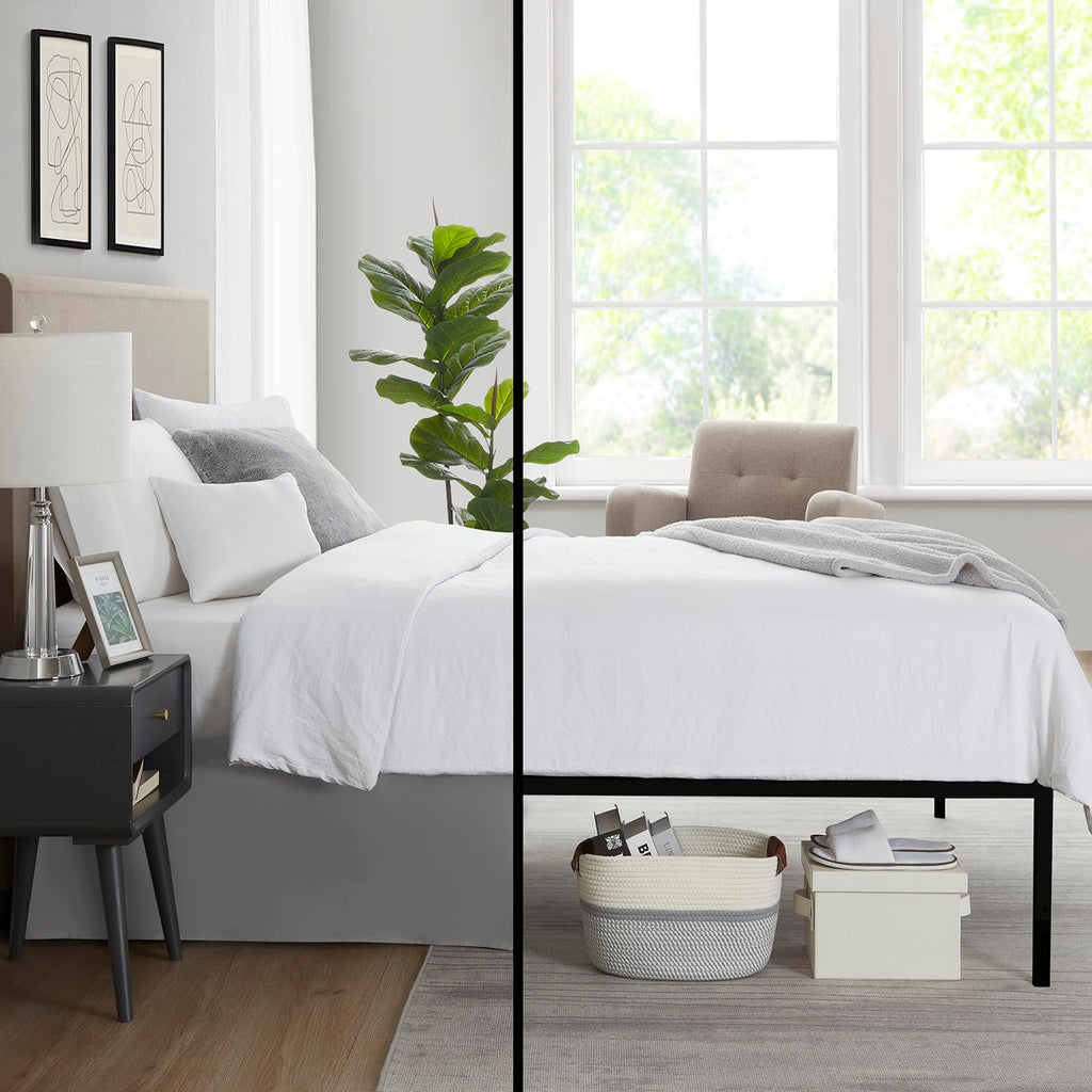 Nestl Grey Twin Bed Skirt - Twin Size Bed Skirt 14 Inch Drop - Brushed Microfiber Bed Skirts - Hotel Quality Pleated Bed Skirt - Shrinkage & Fade Resistant