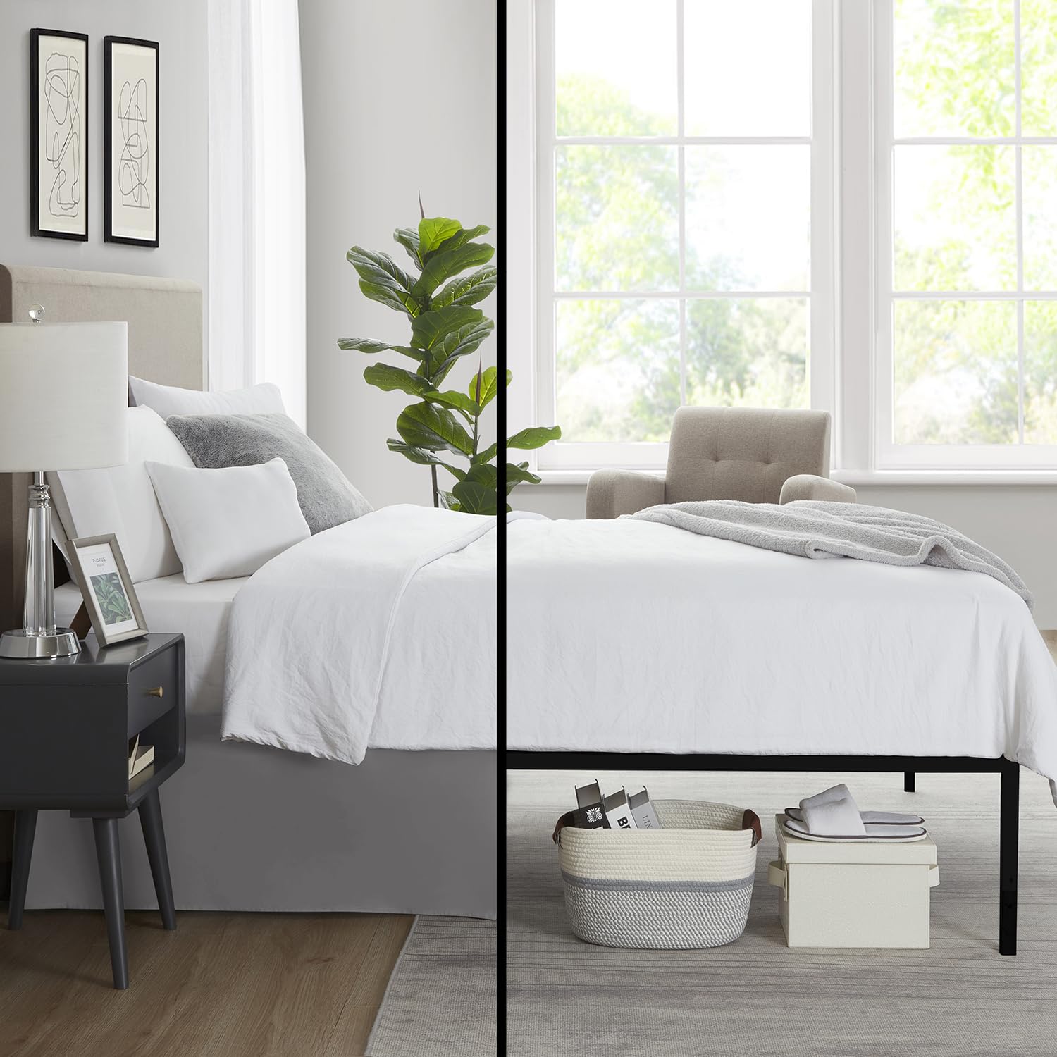 Nestl Grey Twin Bed Skirt - Twin Size Bed Skirt 14 Inch Drop - Brushed Microfiber Bed Skirts - Hotel Quality Pleated Bed Skirt - Shrinkage & Fade Resistant