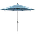 California Umbrella 11' Round Aluminum Pole Fiberglass Rib Patio Umbrella, Crank Lift, Collar Tilt, Black Pole, Sunbrella Dolce