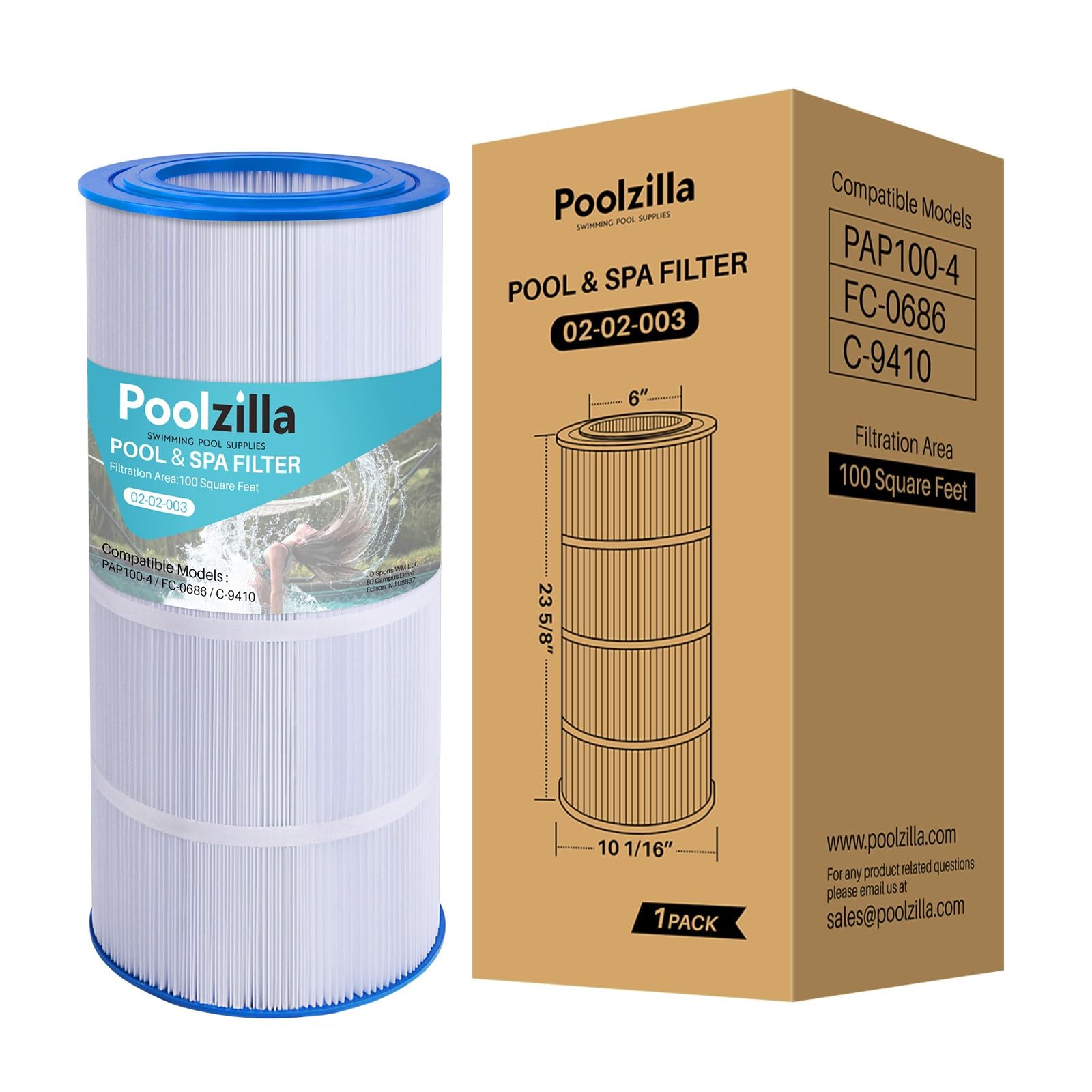 Poolzilla Replacement For Pool Filter Pentair Cc100, Ccrp100, Pap100, Pap100-4, Unicel C-9410, R173215, Filbur Fc-0686, 59054200