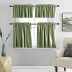 Donren 30 Inch Length Curtain Tiers For Loft - Blackout Short Length Curtains For Bathroom(42 Inches Wide,Sage Green,2 Panels)
