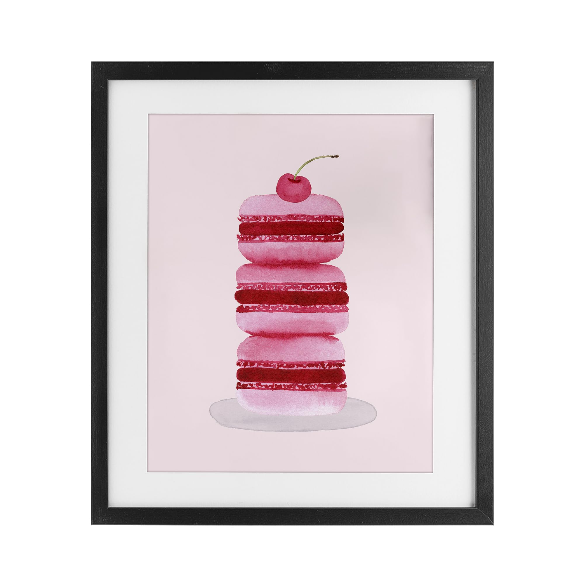 Stupell Industries Coquette Macaroon Cherry Stack Black Framed Print Under Glass design by Nina Jacobs, 21 x 17