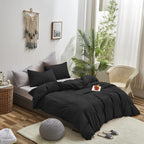 Karever Black Comforter King Plain Black Bedding Set Pure Black Bedding Soft Durable Comforter Set Men Lightweight Solid Black B