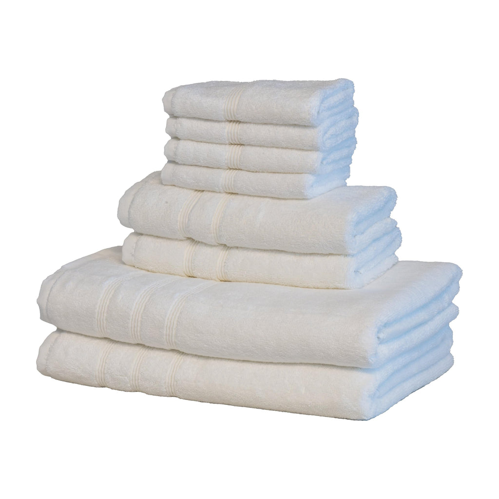 Mosobam Luxury Turkish 8pc Towel Set 30X58 16X30 13X13 White 700 GSM Bamboo Viscose & Aegean Turkish Combed Cotton