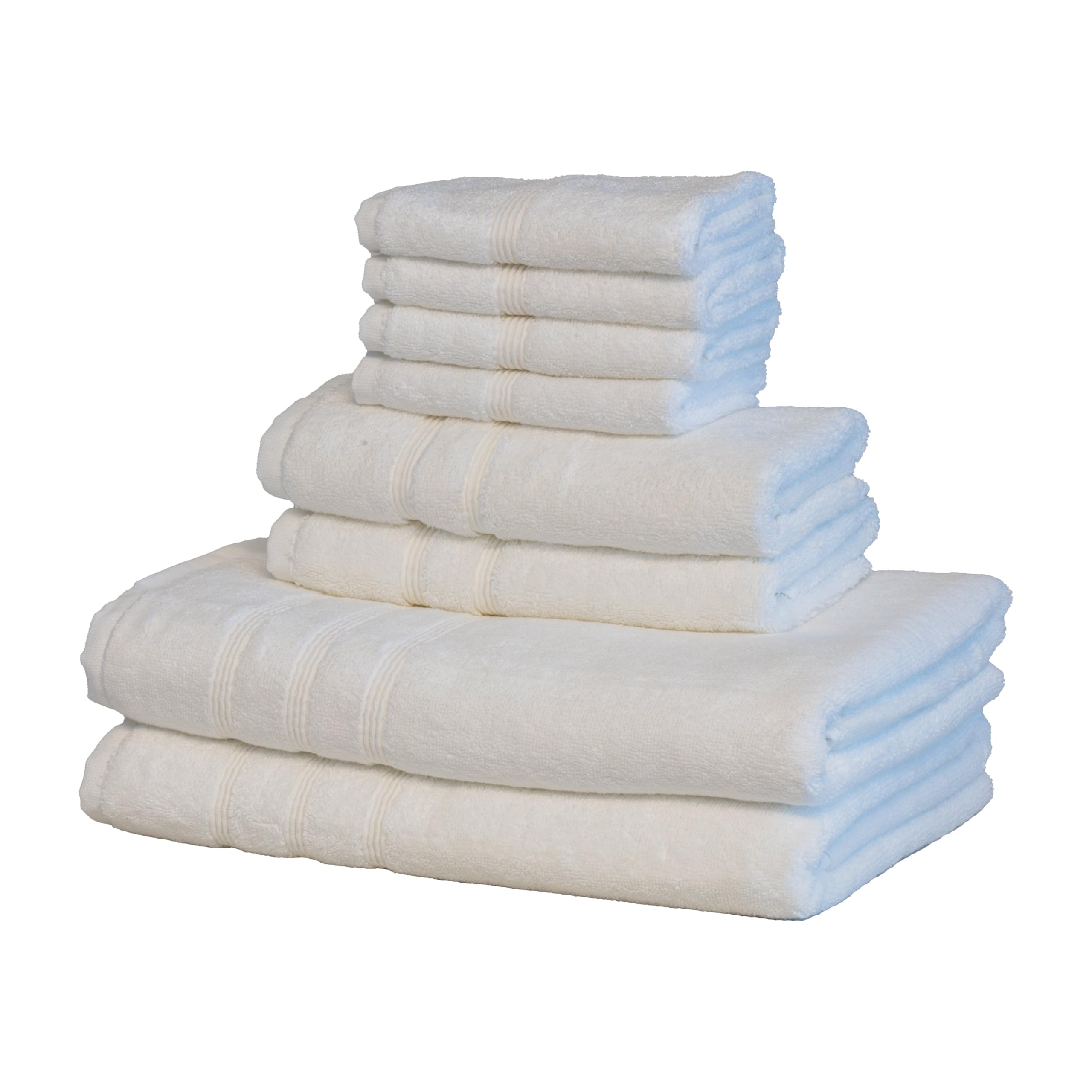 Mosobam Luxury Turkish 8pc Towel Set 30X58 16X30 13X13 White 700 GSM Bamboo Viscose & Aegean Turkish Combed Cotton