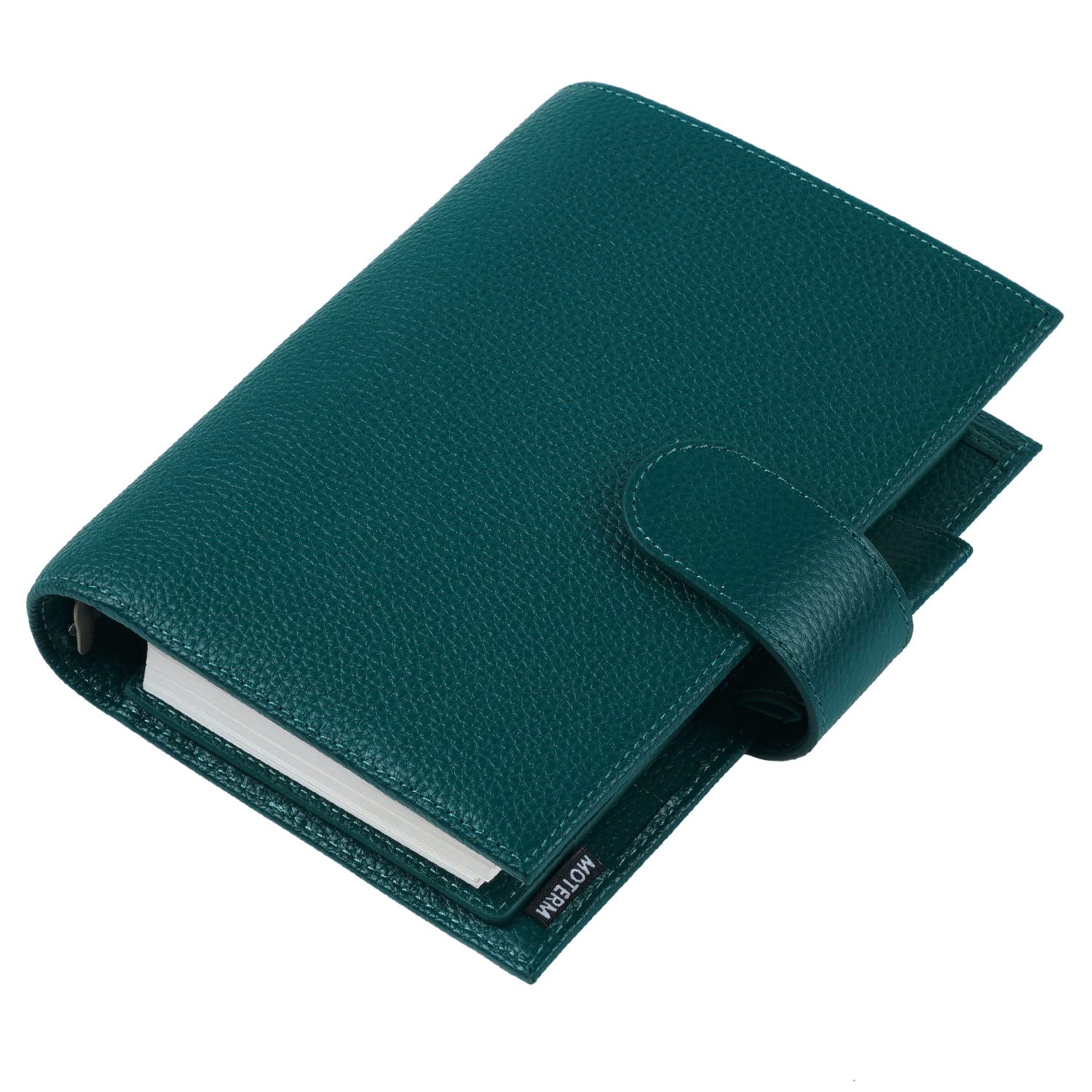 Moterm Personal Luxe Rings Planner - Genuine Leather Binder Organizer (30Mm Ring, Pebbled-Deep Teal)