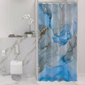 Gibelle Small Stall Shower Curtain 36 x 72, Narrow Half Abstract Blue Grey Marble Shower Curtain, Modern Ink Art Waterproof Fabr