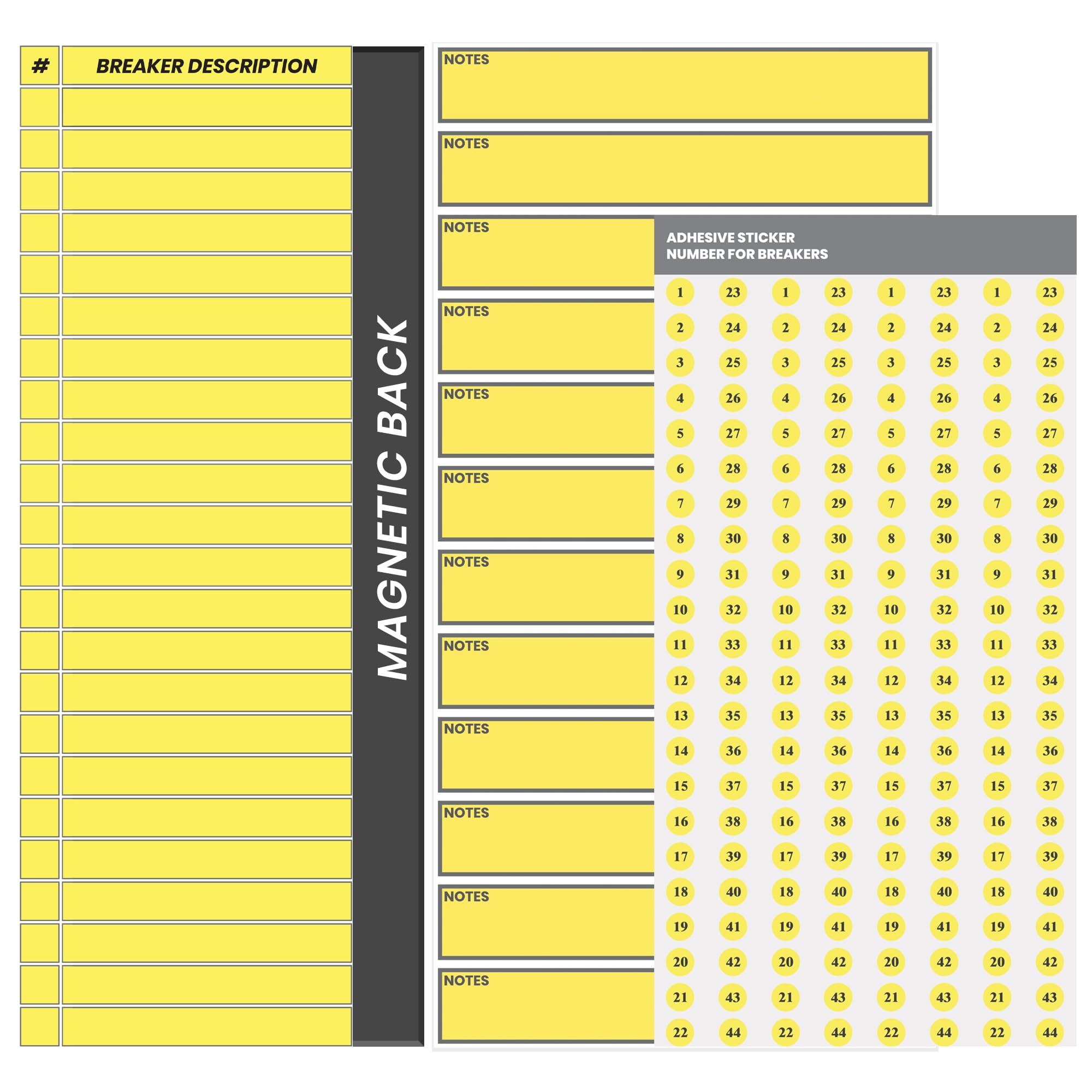 Performore Circuit Breaker Panel Labels - 4X12 Inch Magnetic Circuit Panel Directory Sign - Includes 1 Pack Of Note Stickers And