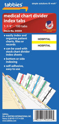 Tabbies Medical Chart Index Tabs 'Hospital' 1-1/4'W X 1/2'H, Yellow, 100 Tabs/Pack