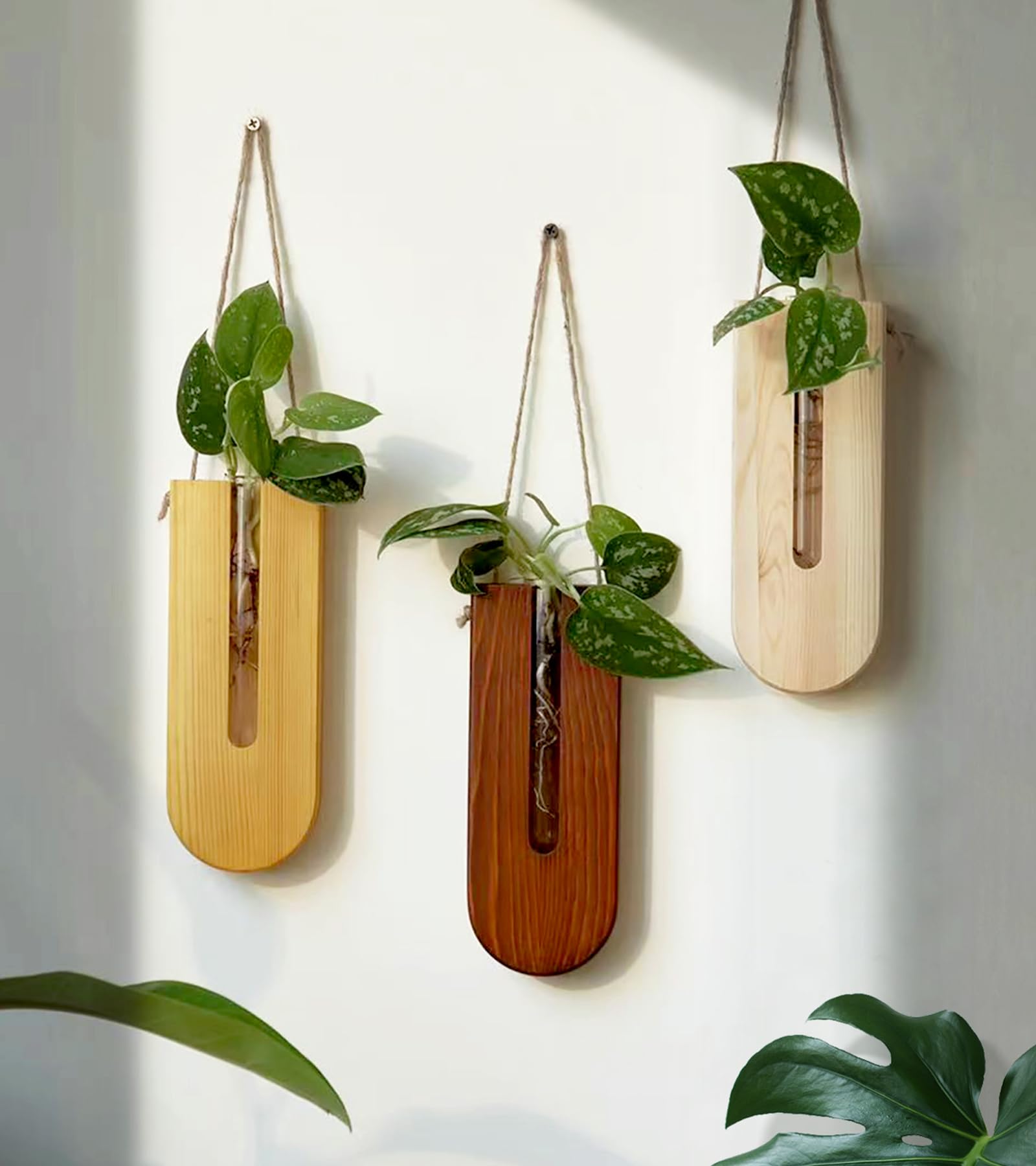 Veichin Indoor Wall Planter, Bohemia Flower Wall Vase, Propagation Station, Wooden Hanging Planter, Wall Planters For Indoor Pla