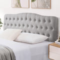 Iroomy Upholstered Full Headboard, Button Diamond Tufted Headboard With Adjustable Height And Solid Wood Leg, Linen Fabric Padded Headboard For Full Size Bed, Mordern Head Board, Grey