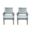 Amanda Outdoor Modern Aluminum Dining Chair with Cushion (Set of 2), Dark Gray and Silver